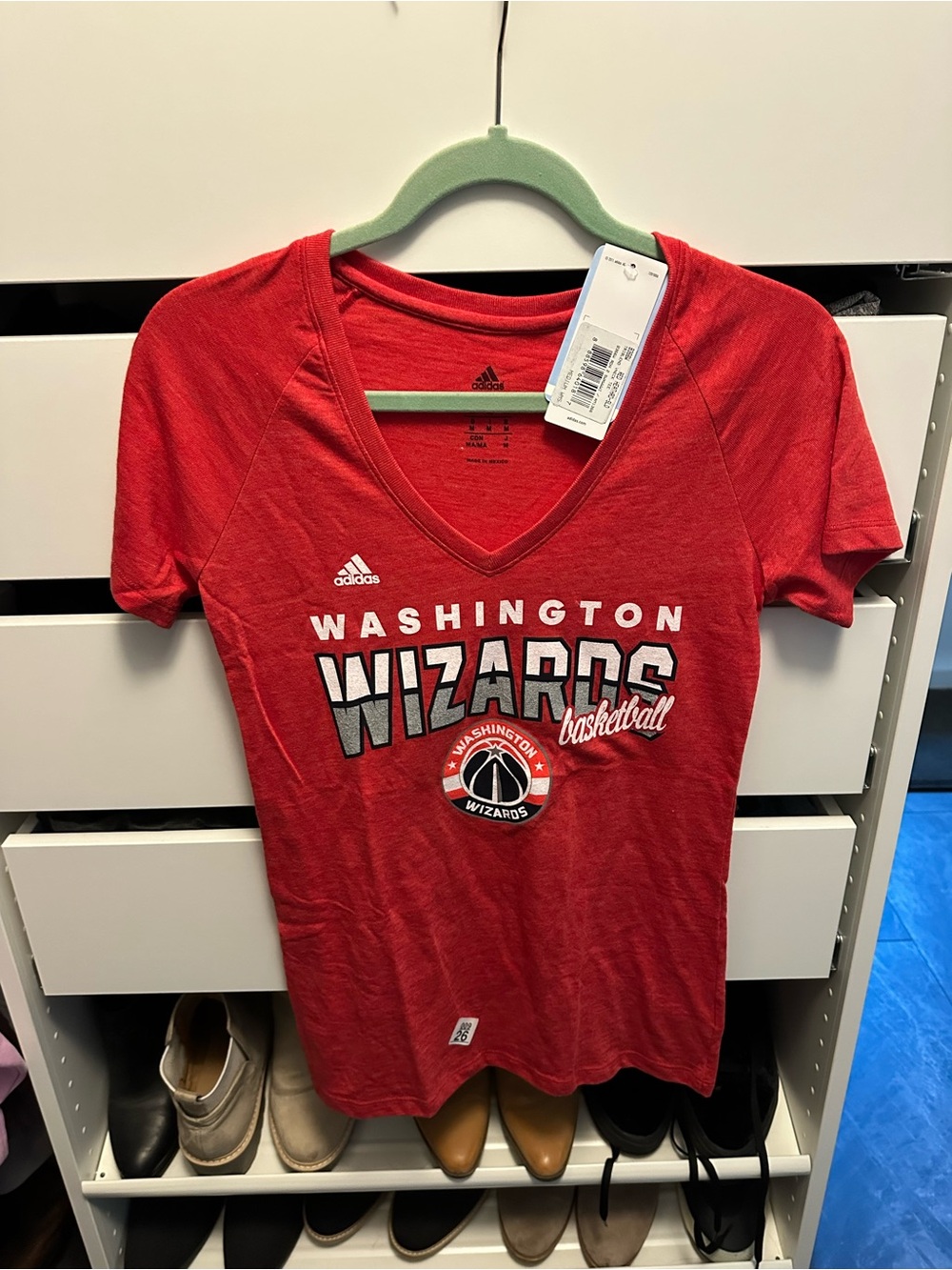 adidas Red Washington Wizards V-Neck Women's Tee